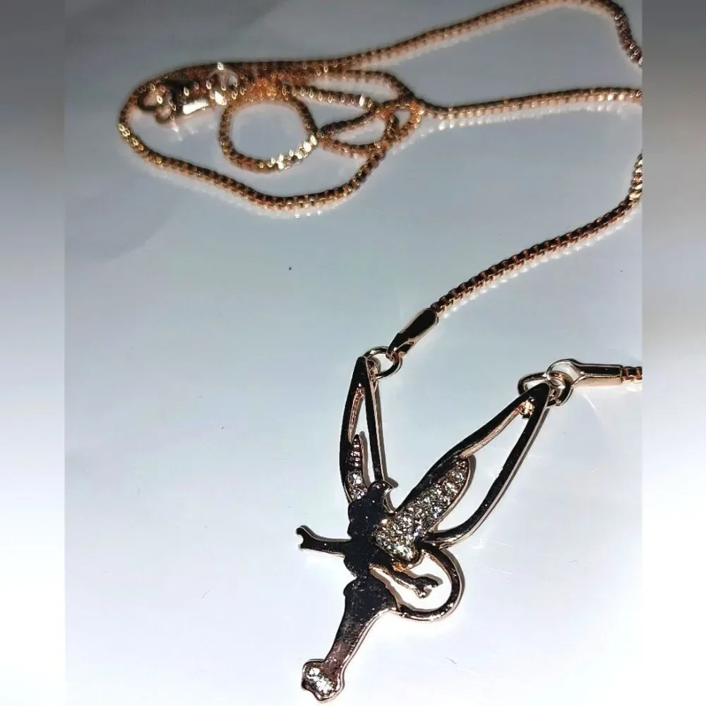 Classic Trendy cartoon rose gold plated angel pendant necklace